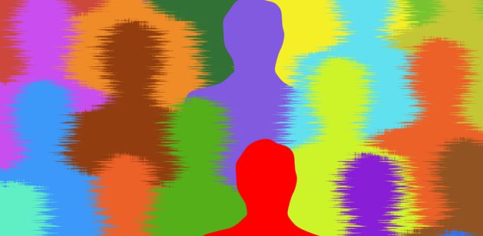 grafische Umrisse von Personen in Farben der LGBTIQ-Community (Quelle: istock | fotograficabasica ) grafische Umrisse von Personen in Farben der LGBTIQ-Community