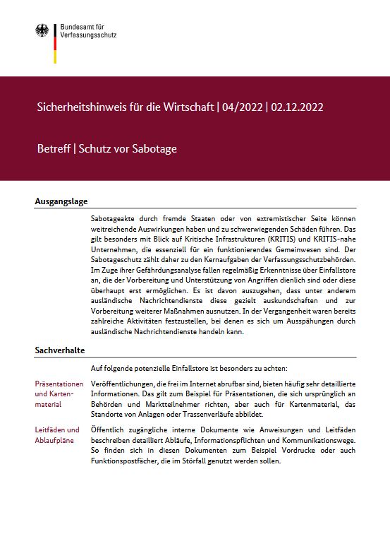 Grafik zeigt ein Warn- und ein Schutzschild mit dem Titelbild des BfV-Sicherheitshinweises (Quelle: Bundesamt für Verfassungsschutz) Grafik zeigt ein Warn- und ein Schutzschild mit dem Titelbild des BfV-Sicherheitshinweises