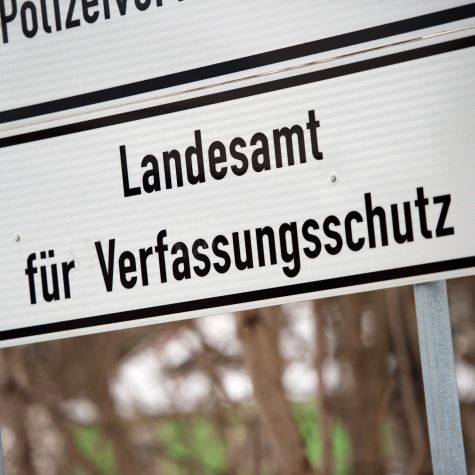 The photo taken on January 3, 2017 shows a sign for the Saxon State Office for the Protection of the Constitution in Dresden (Source: Arno Burgi/dpa-Zentralbild/dpa/picture-alliance) The photo taken on January 3, 2017 shows a sign for the Saxon State Office for the Protection of the Constitution in Dresden