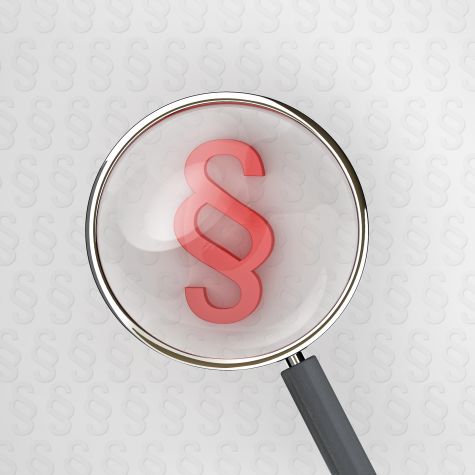 You can see a concept image with a magnifying glass with paragraph sign in red. (Source: Ralf Kunstmann/imageBROKER/picture alliance) You can see a concept image with a magnifying glass with paragraph sign in red.