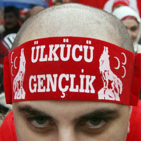 Attendant of the Ülkücü-Movement at a demonstration on November 10. 2007 in Frankfurt/Main. (Source: Boris Roessler/picture alliance/dpa) Attendant of the Ülkücü-Movement at a demonstration on November 10. 2007 in Frankfurt/Main.